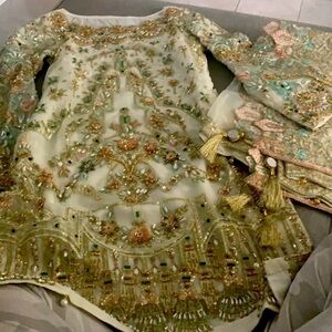 White ivory pant suit with handwork